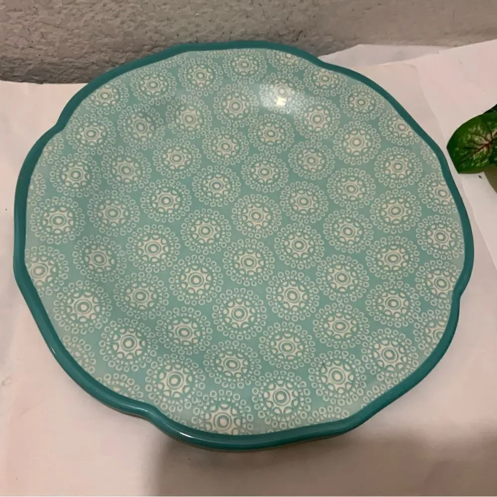 Pioneer Woman Teal Hyacinth dinner plate 10 3/4” G15